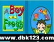 a boy and frogs.